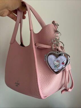 Silver Heart Purple Hello Kitty Mirror Charm